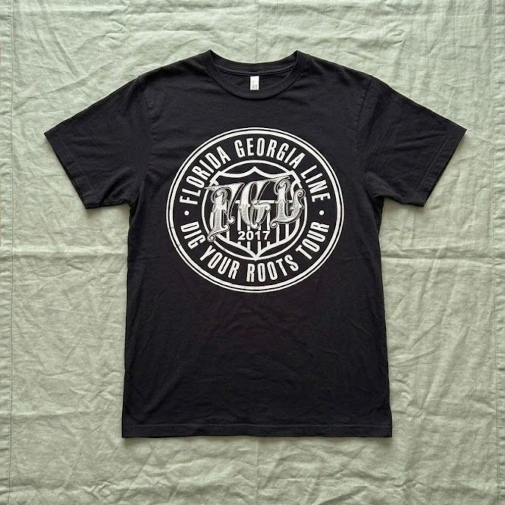 Florida Georgia Line 2017 Dig Your Roots Tour Graphic Band T-Shirt Black Small